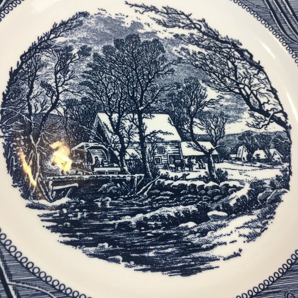 Vintage Currier Ives Royal China Dinner Plate Old Grist Mill 10 in Replacement u - Picture 2 of 4